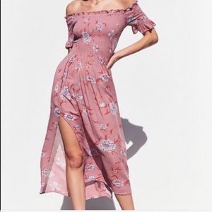 Kimchi Blue Smocked Off Shoulder Dress Floral Midi